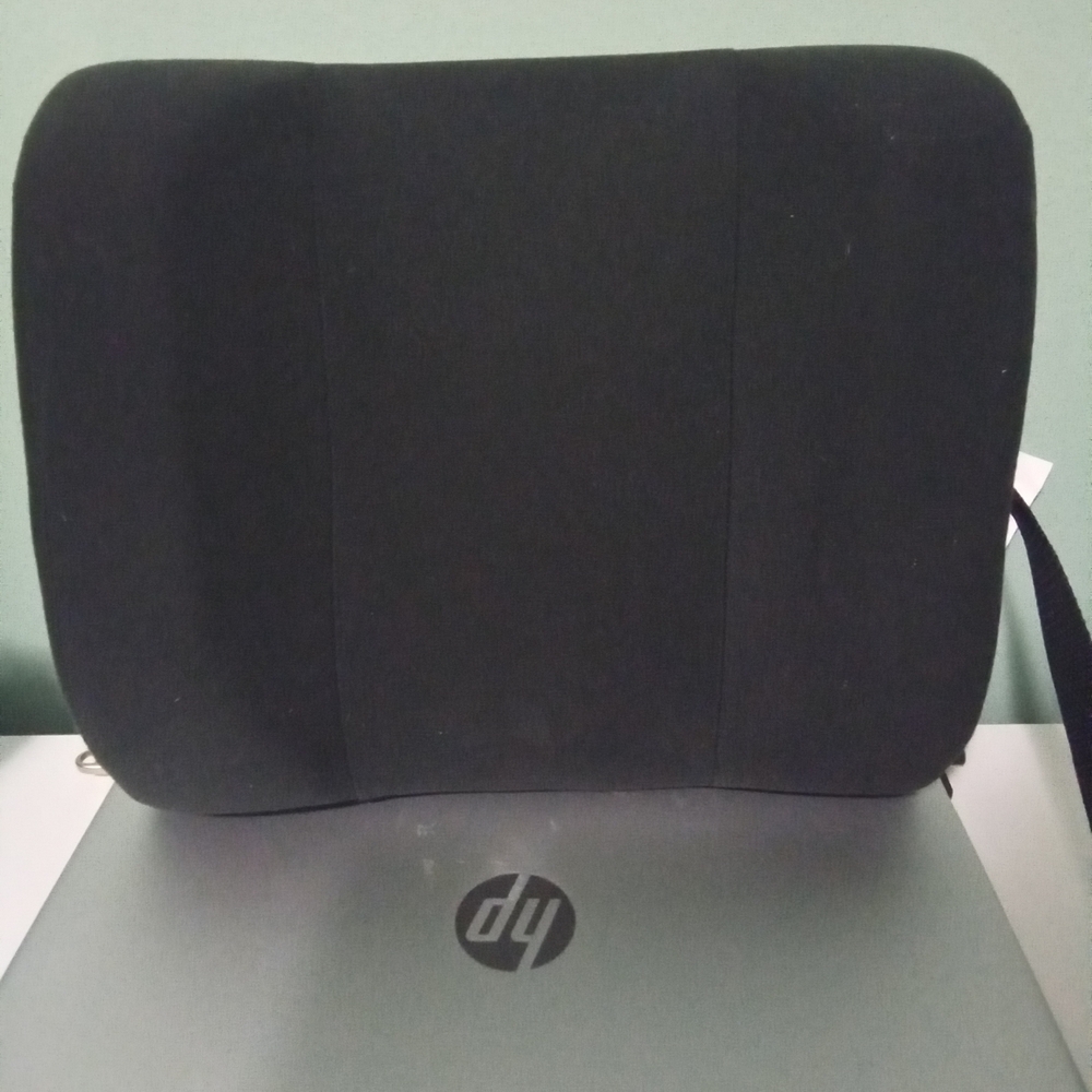 Black Lombard support pillow for desk chair, Chair Fastener ripped